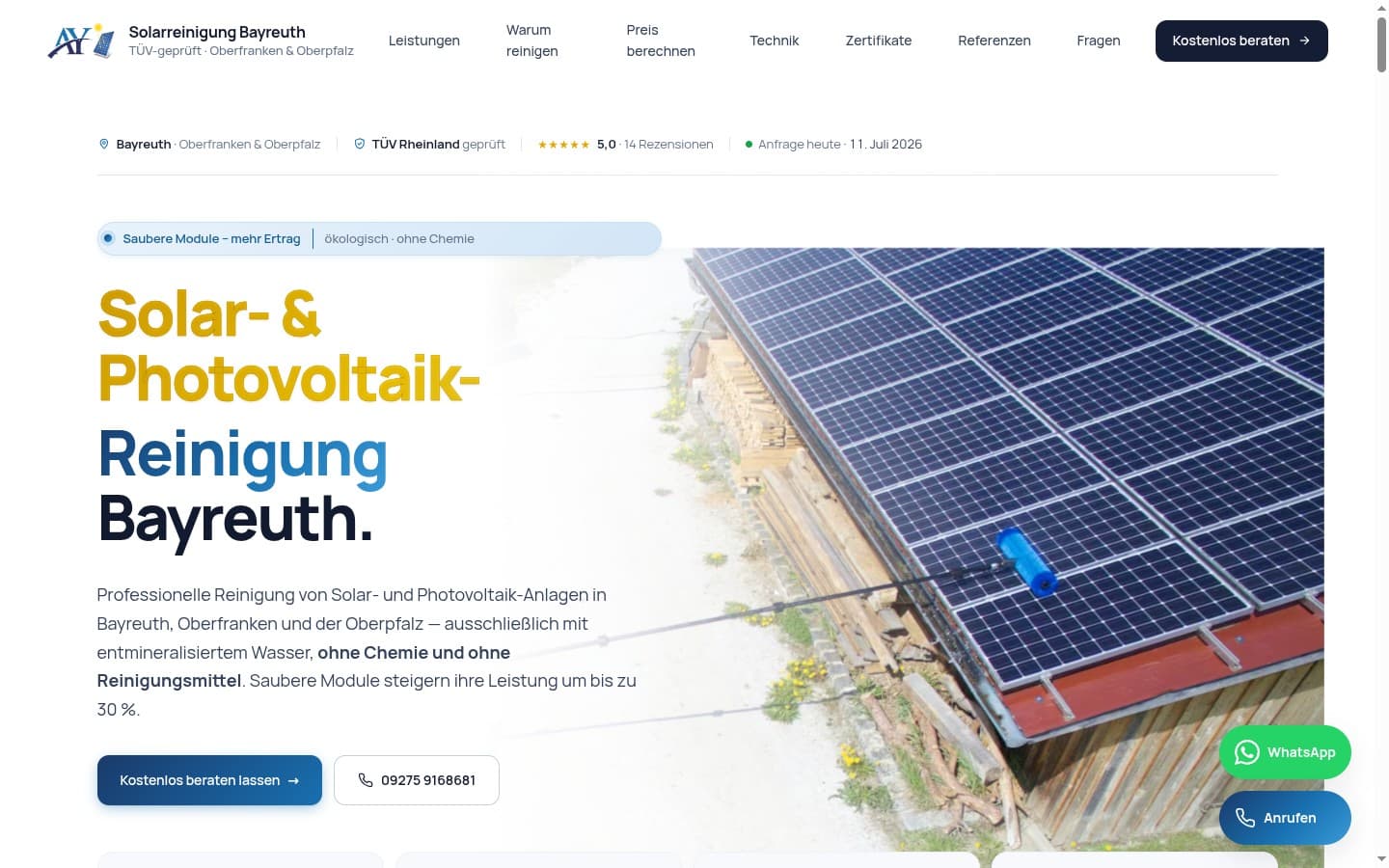 Beispiel-Website Solarreinigung Bayreuth